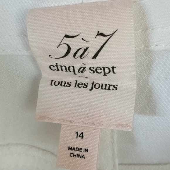 (NWOT) Cinq A Sept Shanis Slit Hem Pants In Gardenia - Picture 5 of 6
